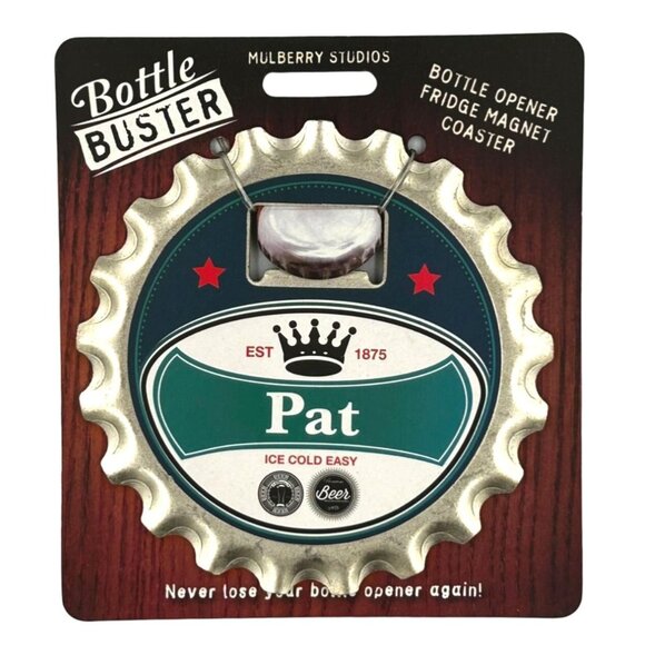 Pat Bottle Buster Bottle Opener Fridge Magnet Coaster Pre-Personalized - Picture 1 of 1